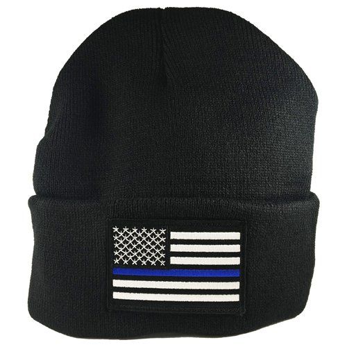Thin Blue Line Flag Embroidered Beanie Thin Blue Line